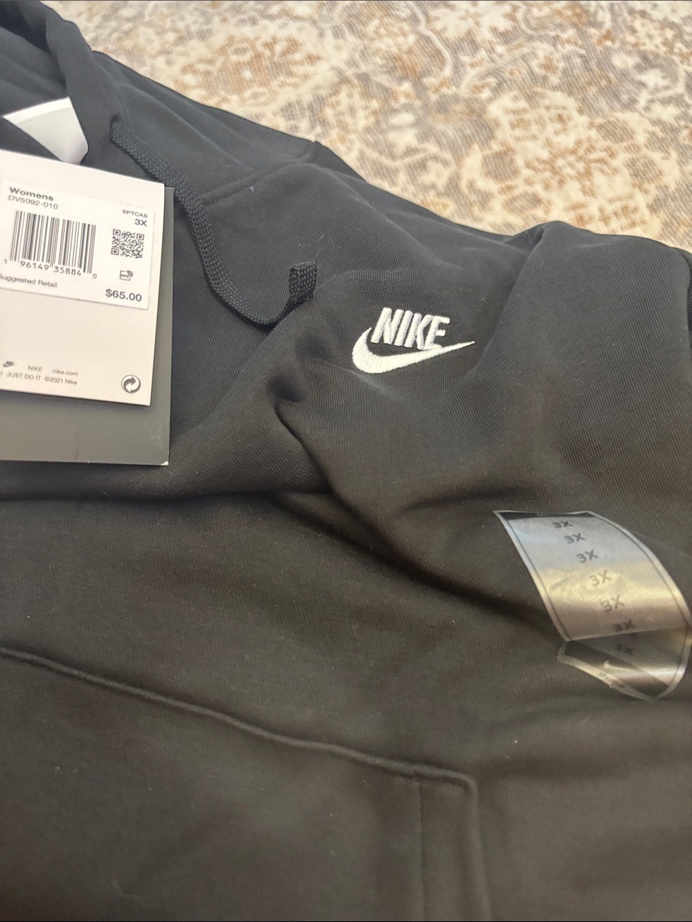 Nike Sportswear Club Fleece Women’s Pullover Hoodie Black 3X NWT Plus Size - Picture 4 of 6
